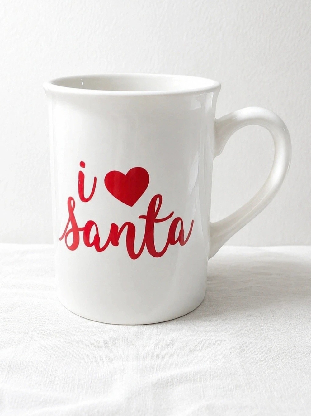 Royal Norfolk White Ceramic Mug with Red 'I ♥ Santa' Script